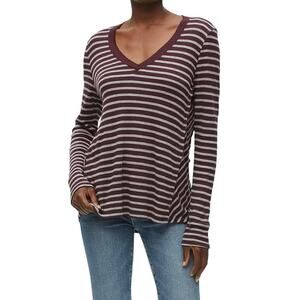 Michael Stars Phoebe long sleeve thermal top striped auburn gray women's M NWT